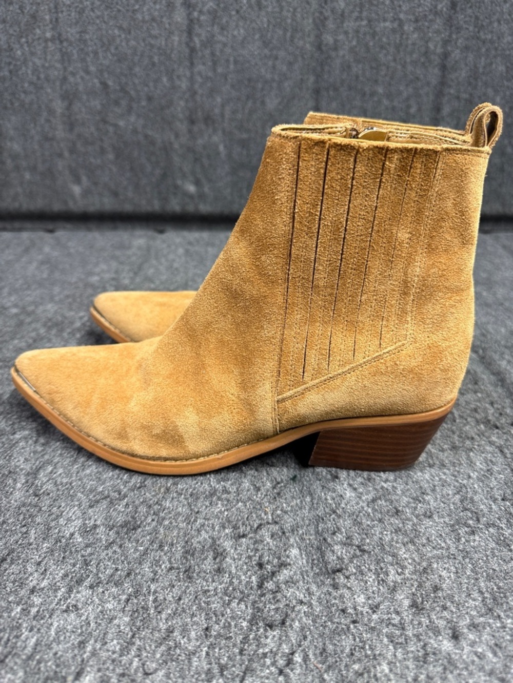 Marc Fisher Tan Suede Pointed Toe Ankle Boots - Picture 4 of 10